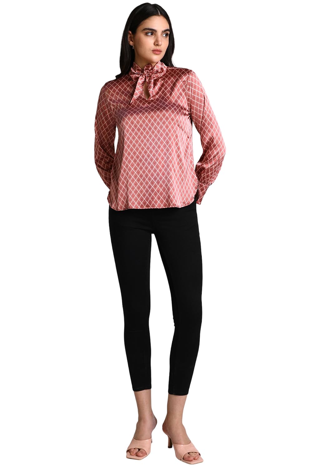 Allen Solly Women's Pink Printed Long Sleeve Casual Shirt