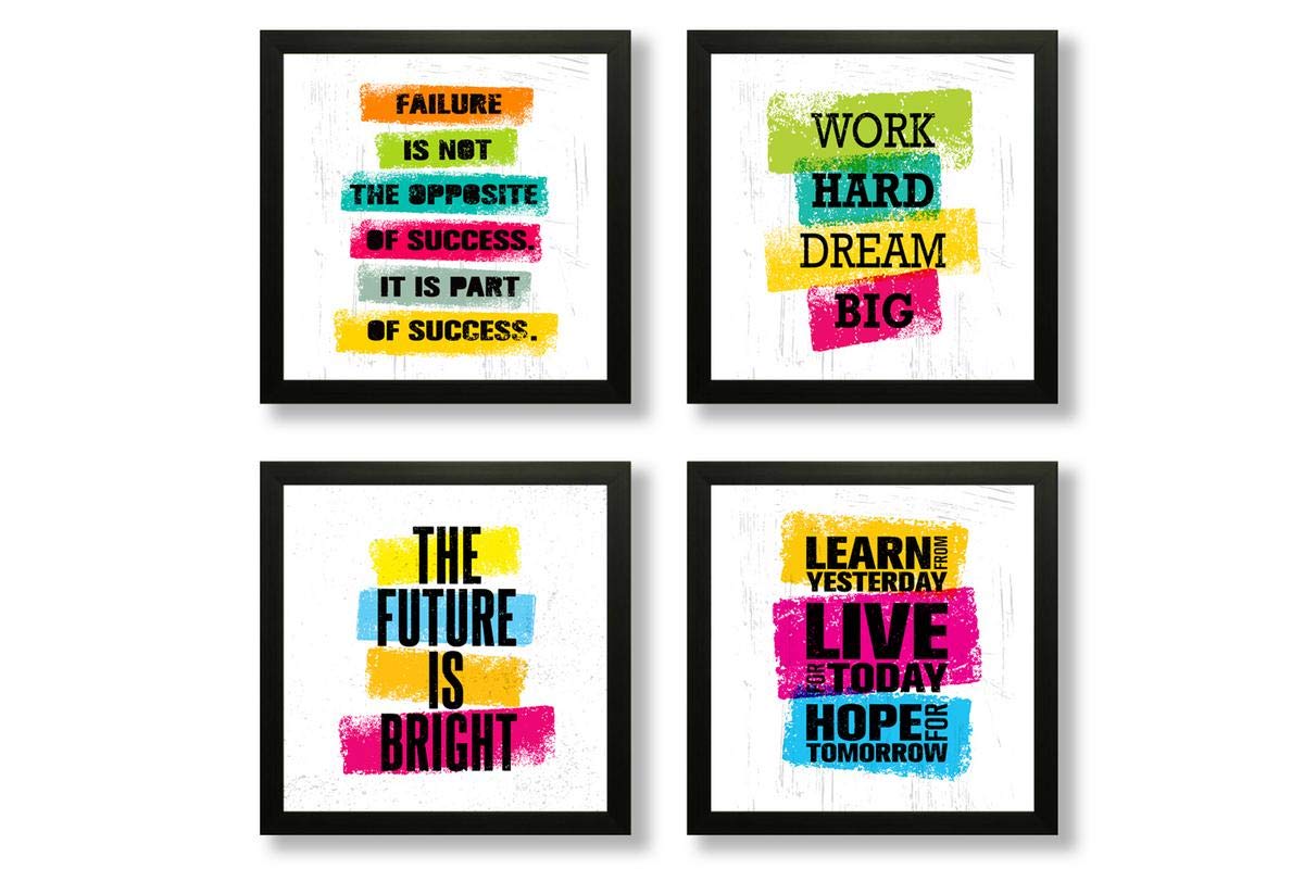 SAF Motivational Quotes Digital Reprint Painting (19 x 19 inch) - Set of 4 SANFSD26N, Multicolor