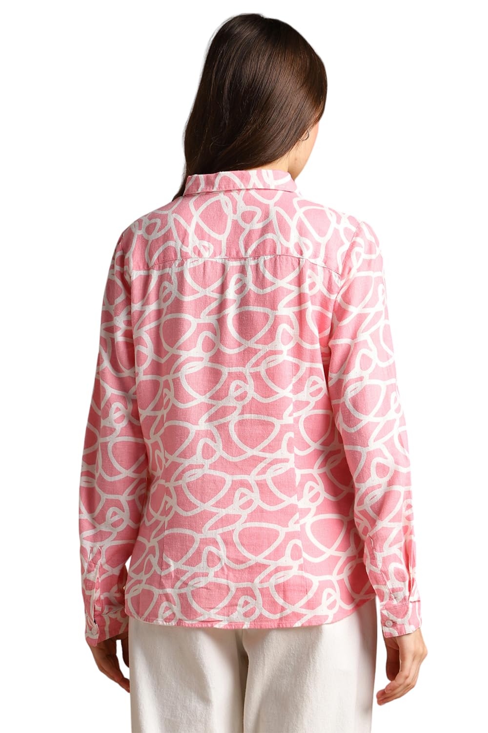Allen Solly Women's Pink Printed Full Sleeve Casual Shirt