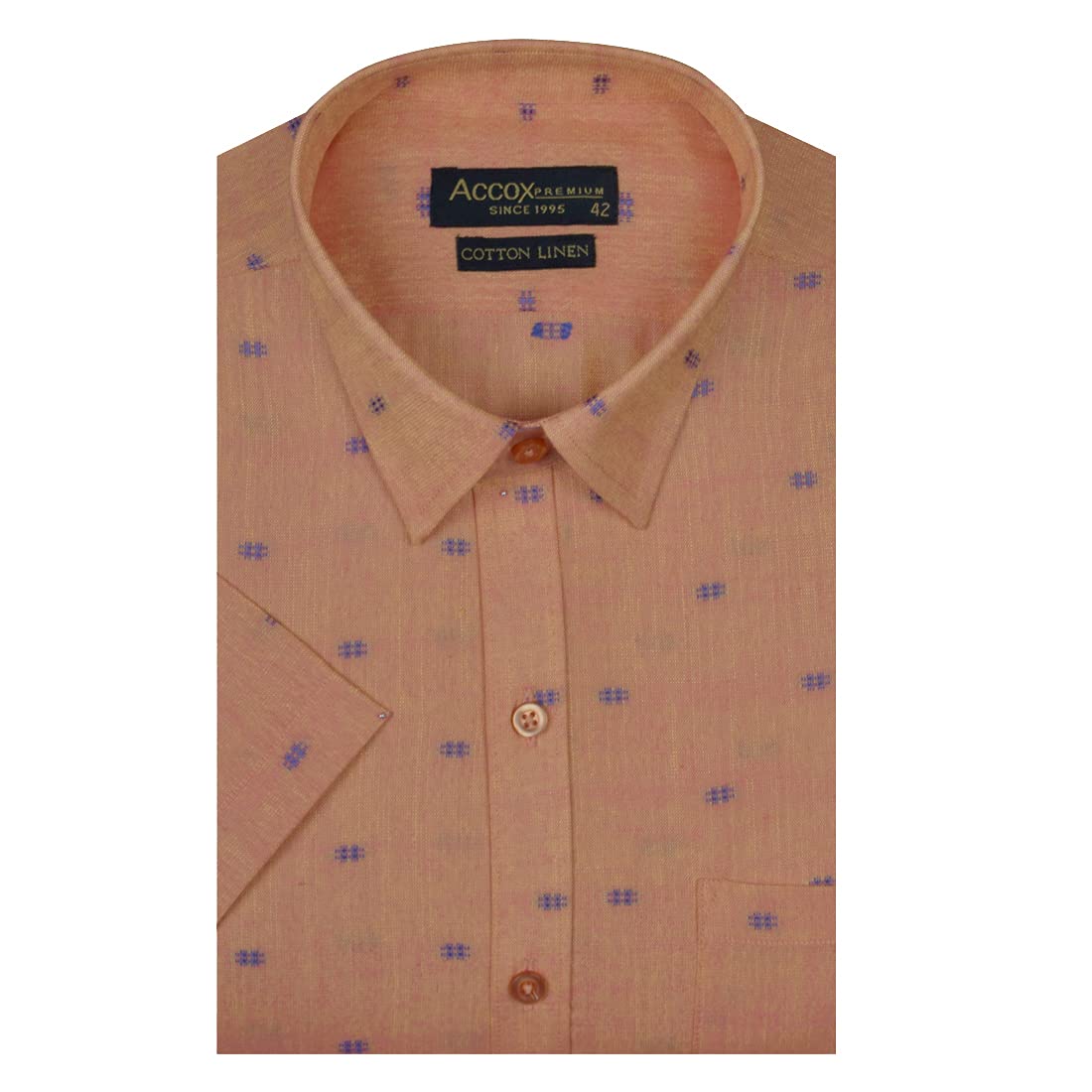 Accox Men's Cotton Linen Printed Formal Shirt (B098F7HDKP)