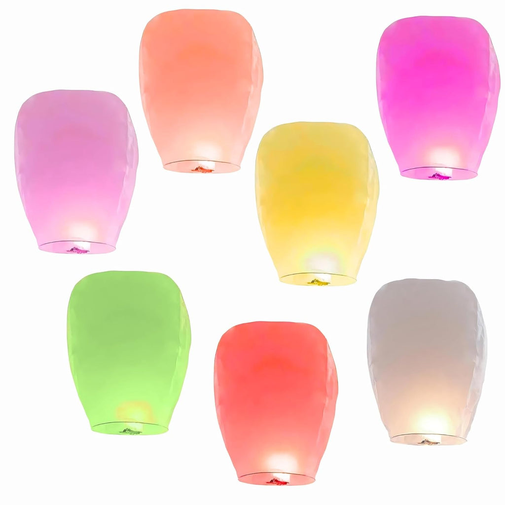 Party Crave Paper Sky Lantern Hot Air Balloon with Wax Candle Beautiful Lanterns for Weddings/Birthdays/Theme Parties/Diwali/New Year/Christmas & Many More (Yellow, 20pc Packing)