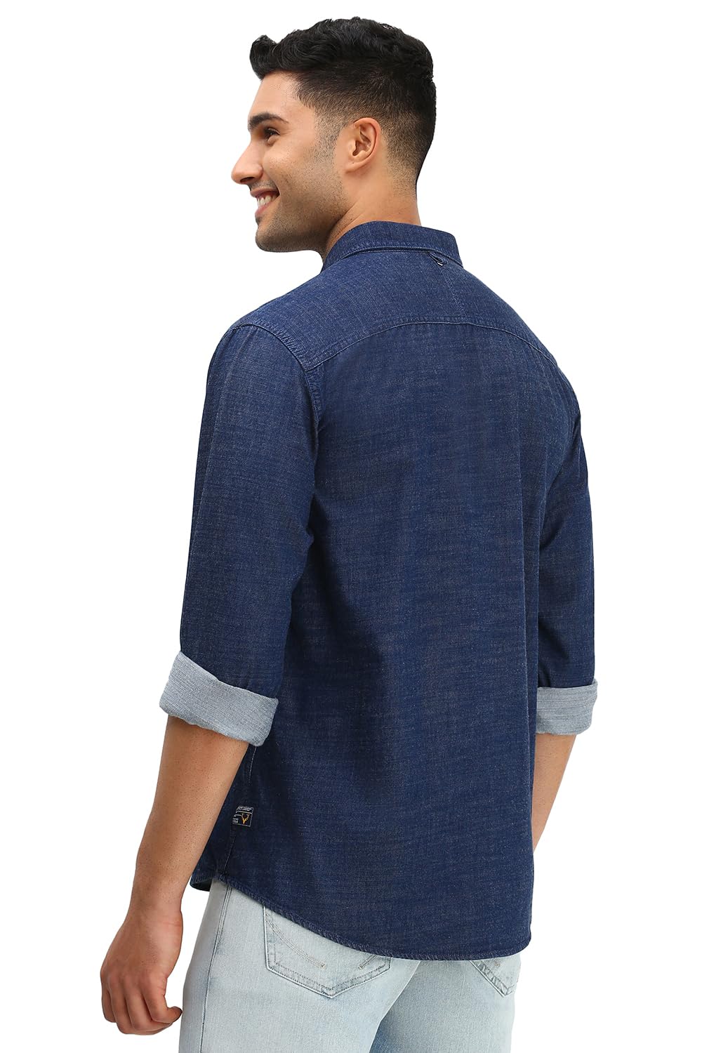 Allen Solly Men Navy Custom Fit Solid Full Sleeves Casual Shirts