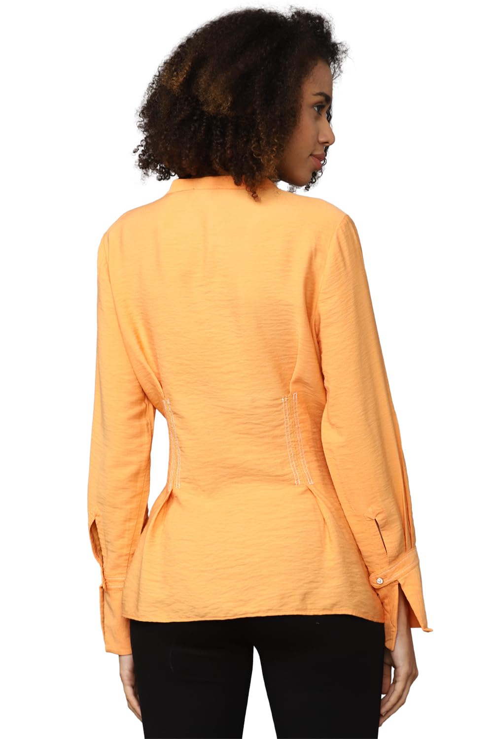 Allen Solly Women's Orange Plain Long Sleeve Casual Shirt