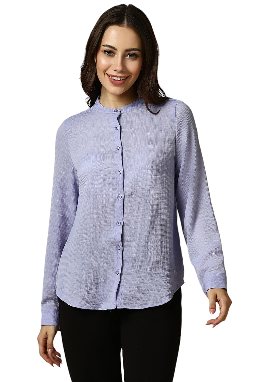 Allen Solly Women's Purple Plain Full Sleeve Formal Shirt