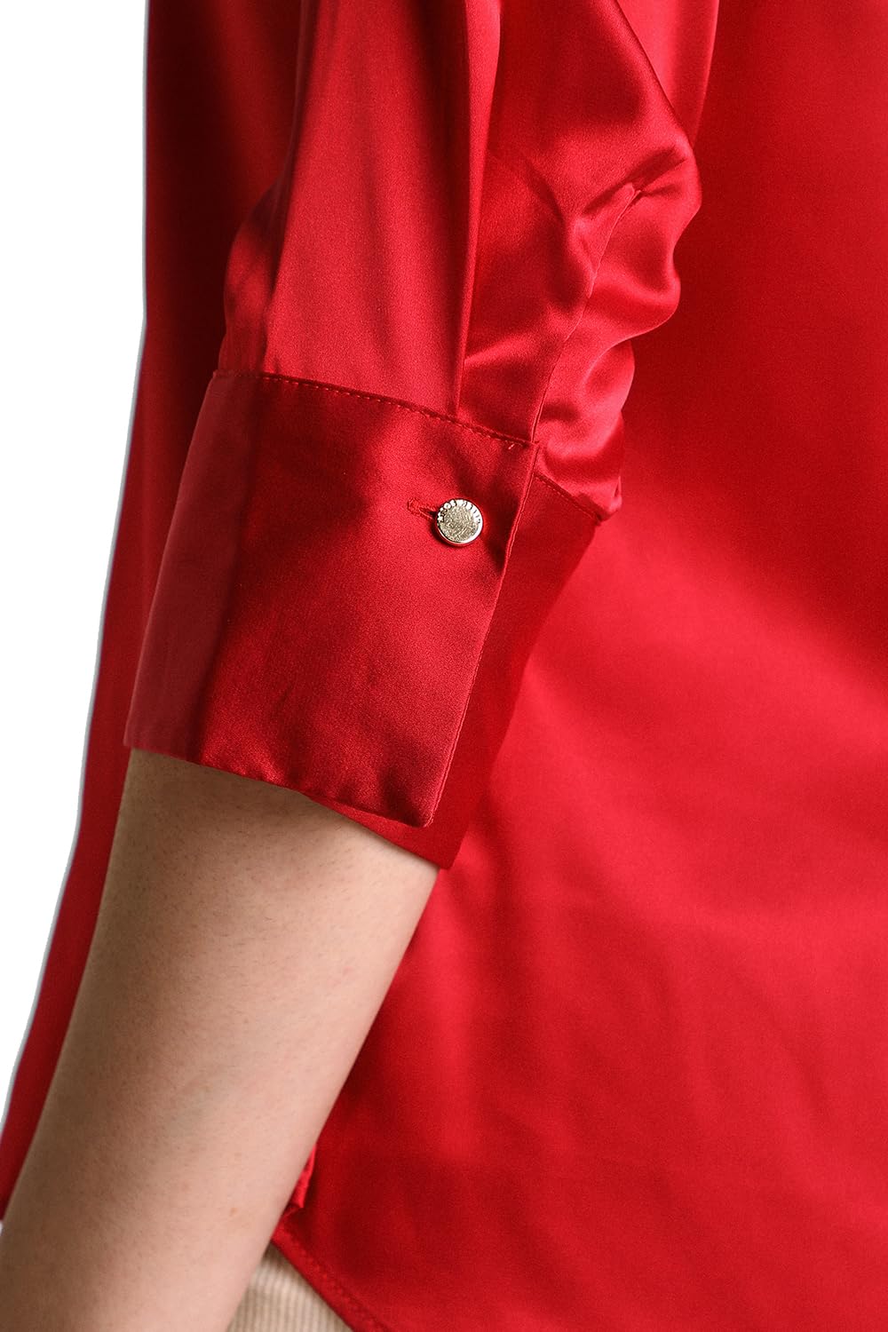 Allen Solly Women's Red Plain 3/4 Sleeve Casual Shirt