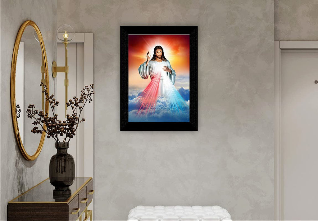 SAF Jesus Multi-Effect UV Textured Home Decorative Gift Item Framed Painting 10 Inch X 13 Inch SANFK30787