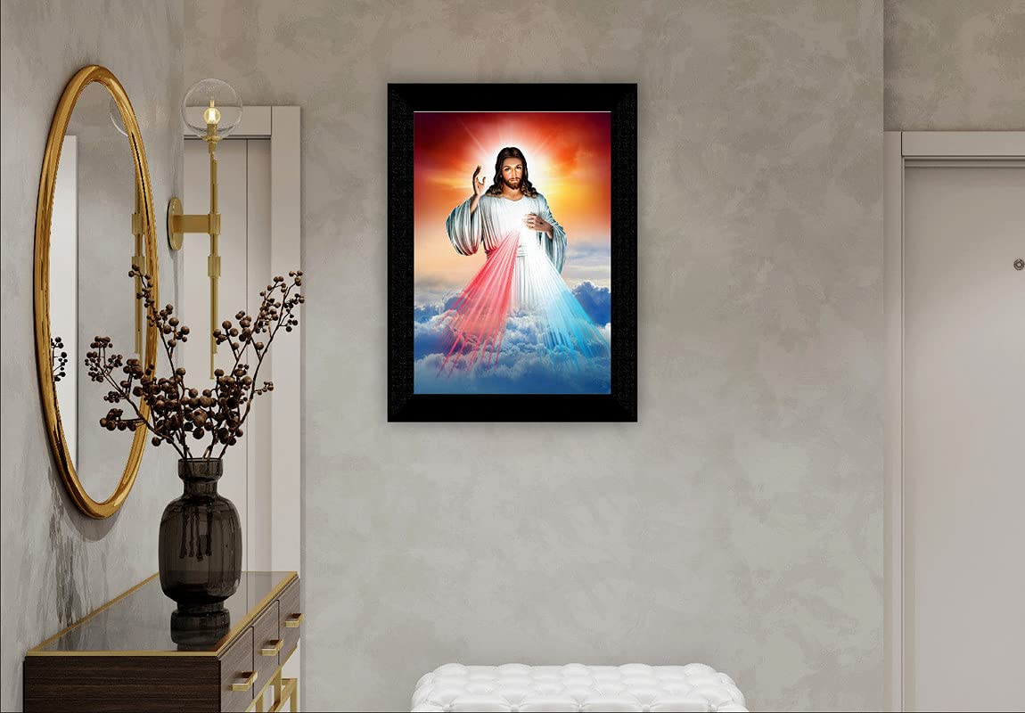 SAF Jesus Multi-Effect UV Textured Home Decorative Gift Item Framed Painting 10 Inch X 13 Inch SANFK30787