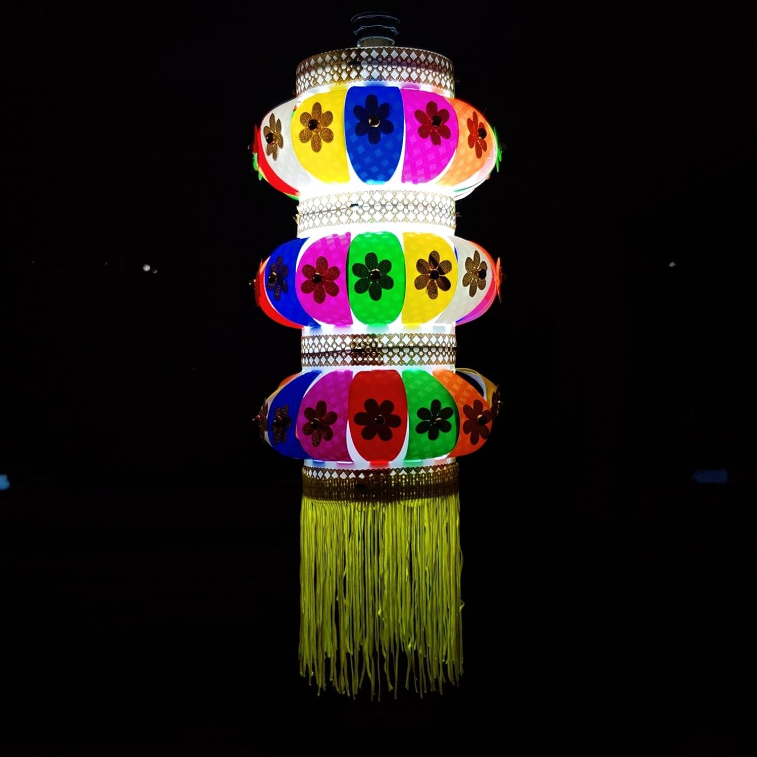 ALILA Self Assemble Lantern Lamp Shade Akash kandil Jhumar for Diwali Balcony Decoration Hotels Home Garden Parties, Multicolor