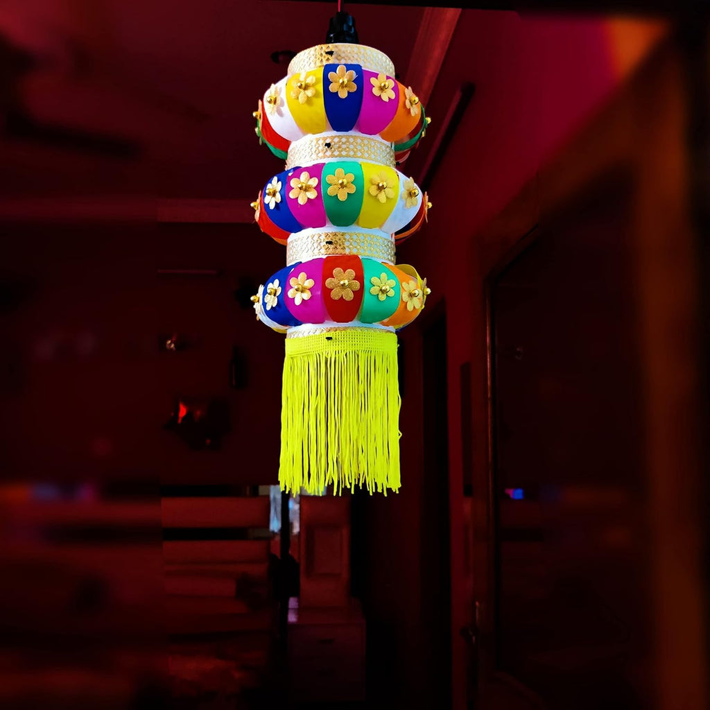ALILA Self Assemble Lantern Lamp Shade Akash kandil Jhumar for Diwali Balcony Decoration Hotels Home Garden Parties, Multicolor