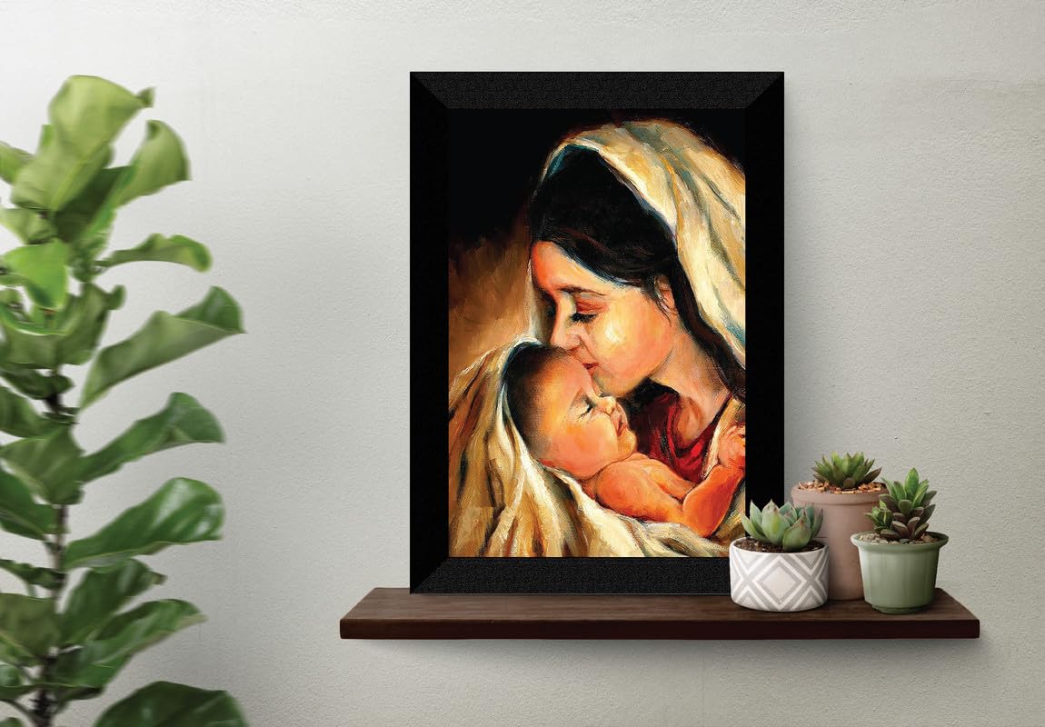 SAF paintings New Born Baby And Mother Black frame painting for Wall Decoration,Home and Office OL-SANFK33310