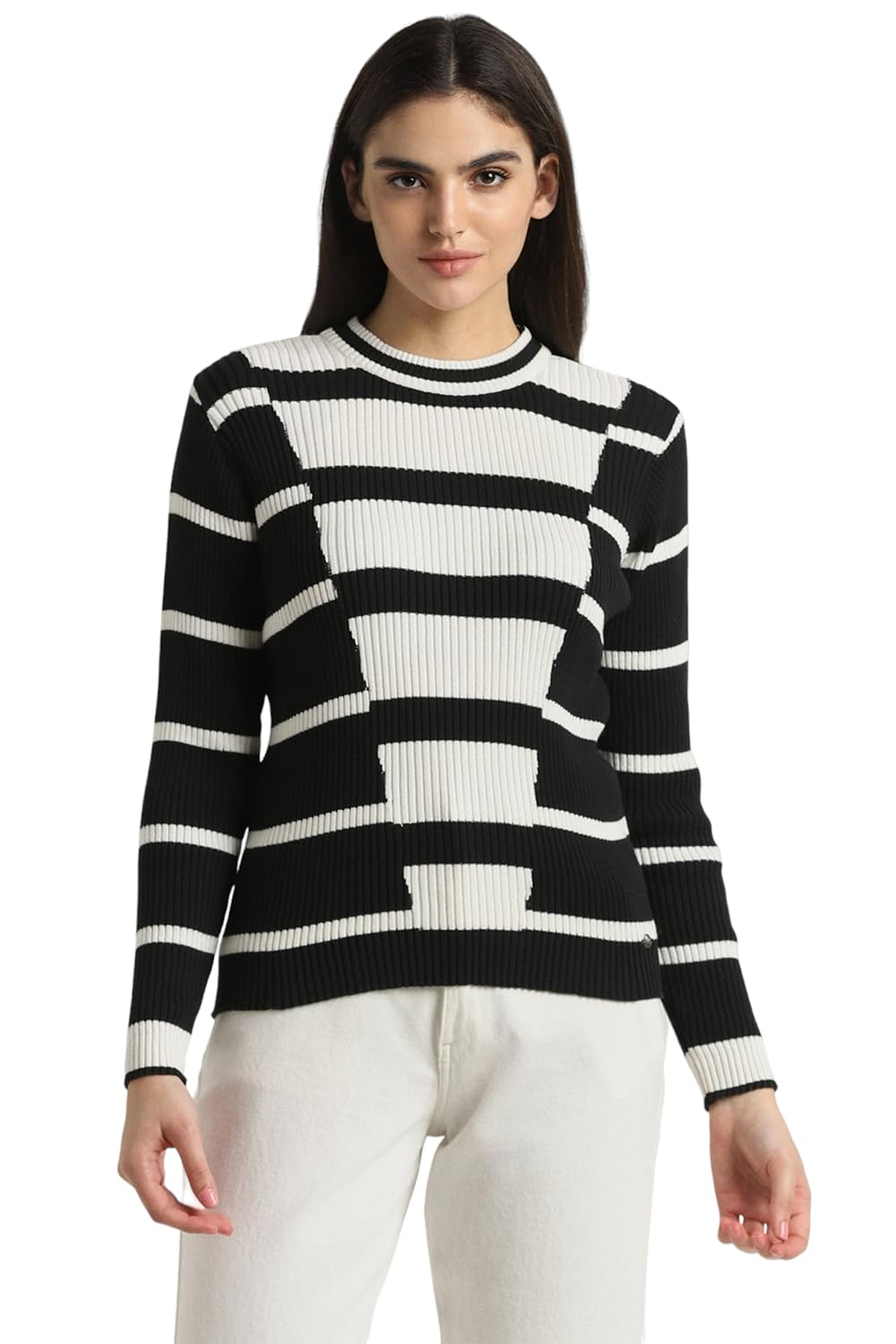 Allen Solly Women's Black Striped Long Sleeve Casual Shirt