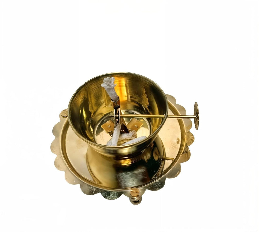 ZAREEN International Brass Akhand Diya with Adjustable Bati for Puja Decorative Brass & Glass Oil Lamp Lantern Diya with Glass Cover for Prayers Home Decor and Diwali Festive Gifts. (Small)