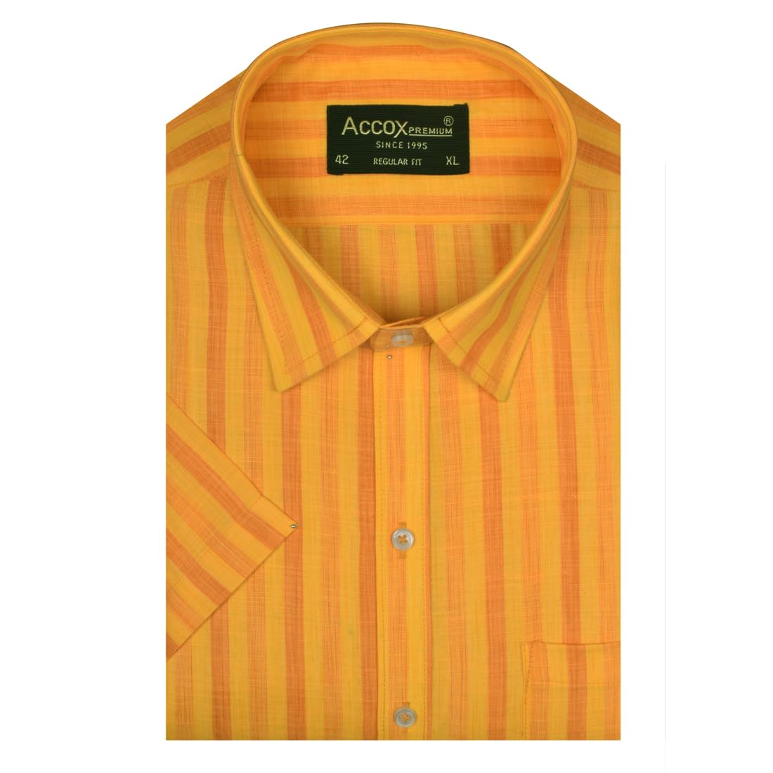 ACCOX Men's Breathable Cotton Half Sleeves Striped Regular Fit Formal Shirt for Men (O_GCR378)