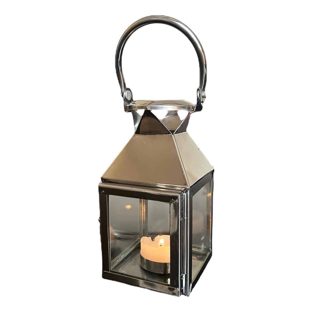 NK HOME DECORS Stainless Steel Silver Tea Light Candle Holder Lantern for Home Decor Wedding Centerpiece Dinning Table and Diwali Decortaions