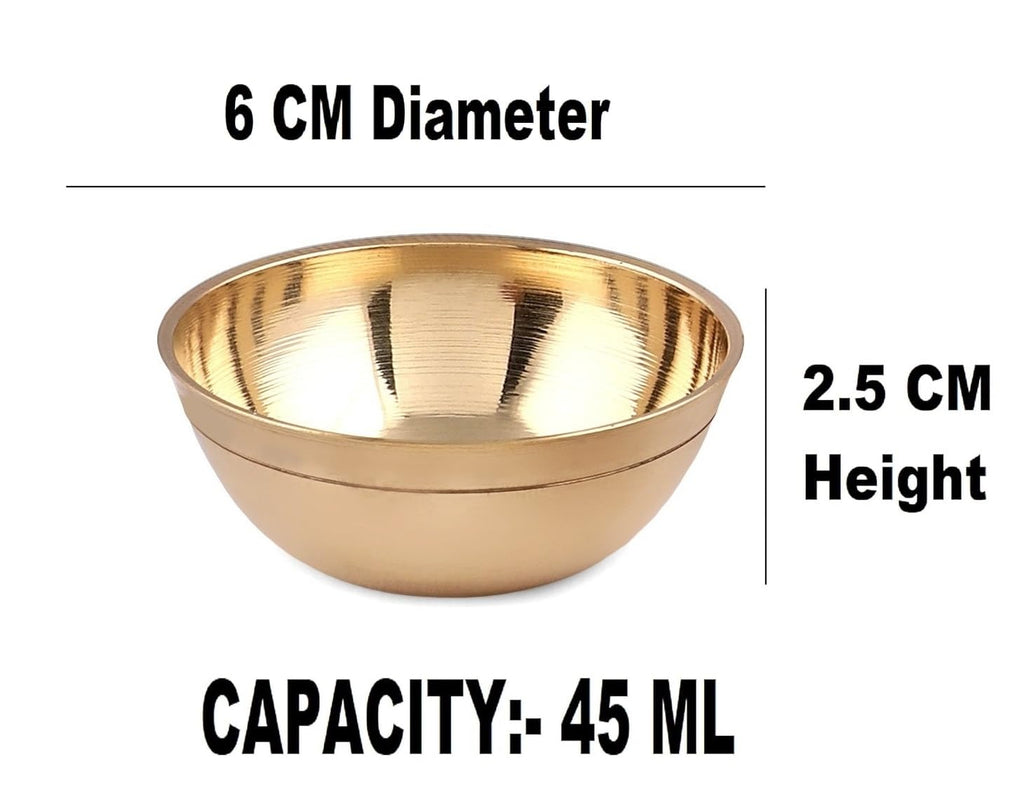 Kanshita's Rasoiware Brass Diya for Puja | Oil Lamp | Small Bowl/Katori 45 ml - Diwali Decoration Items for Home Decor 6 cm, Set of 4