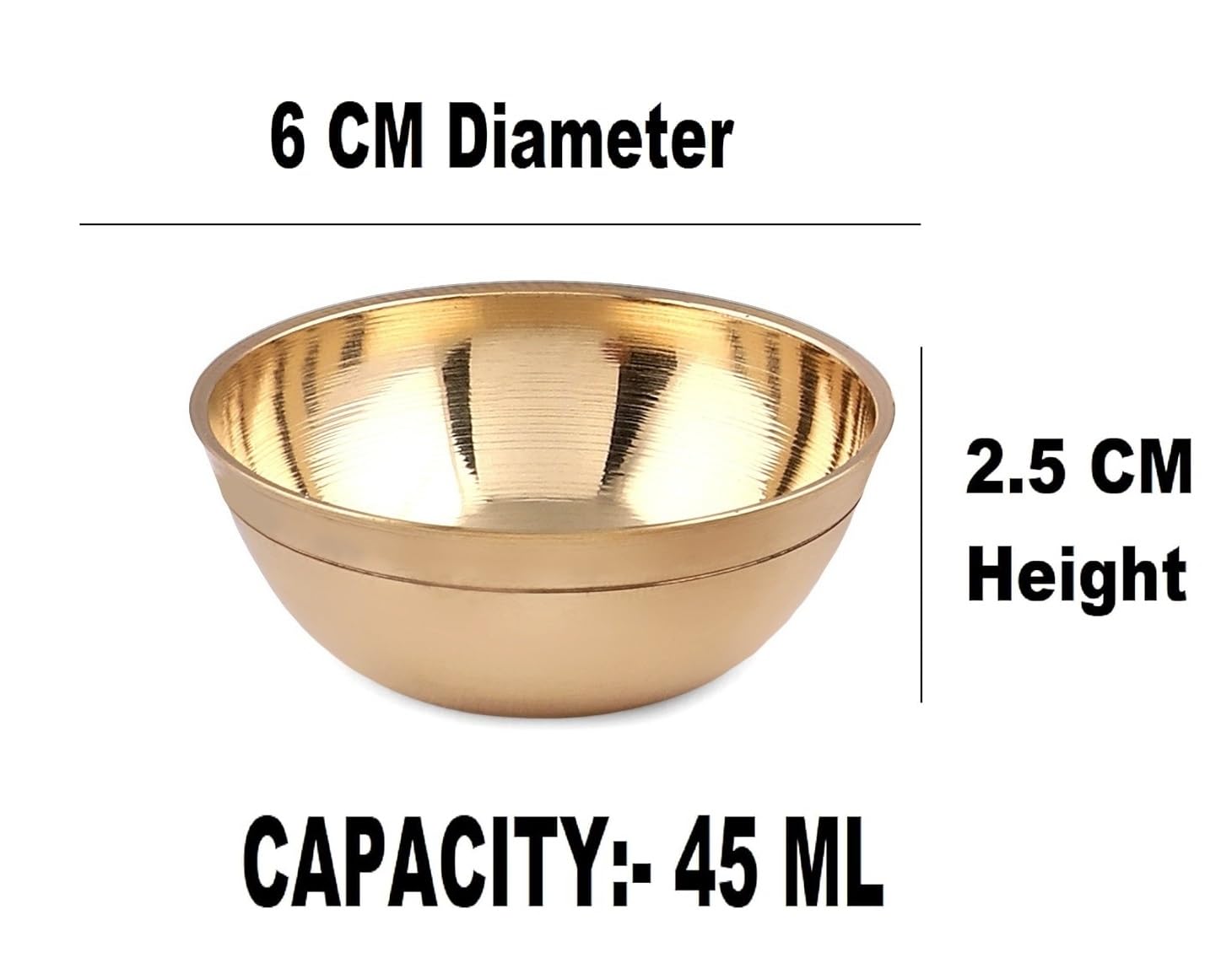 Kanshita's Rasoiware Brass Diya for Puja | Oil Lamp | Small Bowl/Katori 45 ml - Diwali Decoration Items for Home Decor 6 cm, Set of 4