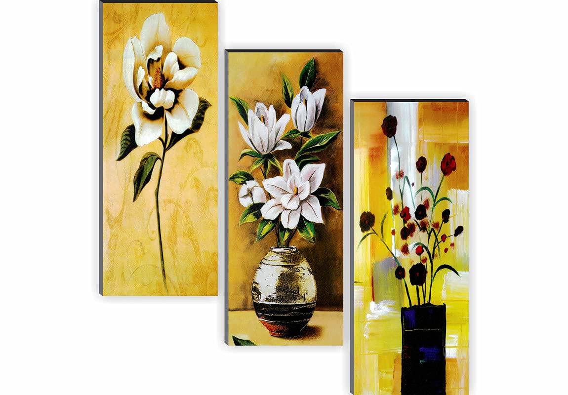 SAF paintings Floral 6MM MDF Framed Set of 3 Digital Reprint 15 inch x 18 inch Painting () SAFJ03 SAFJ03