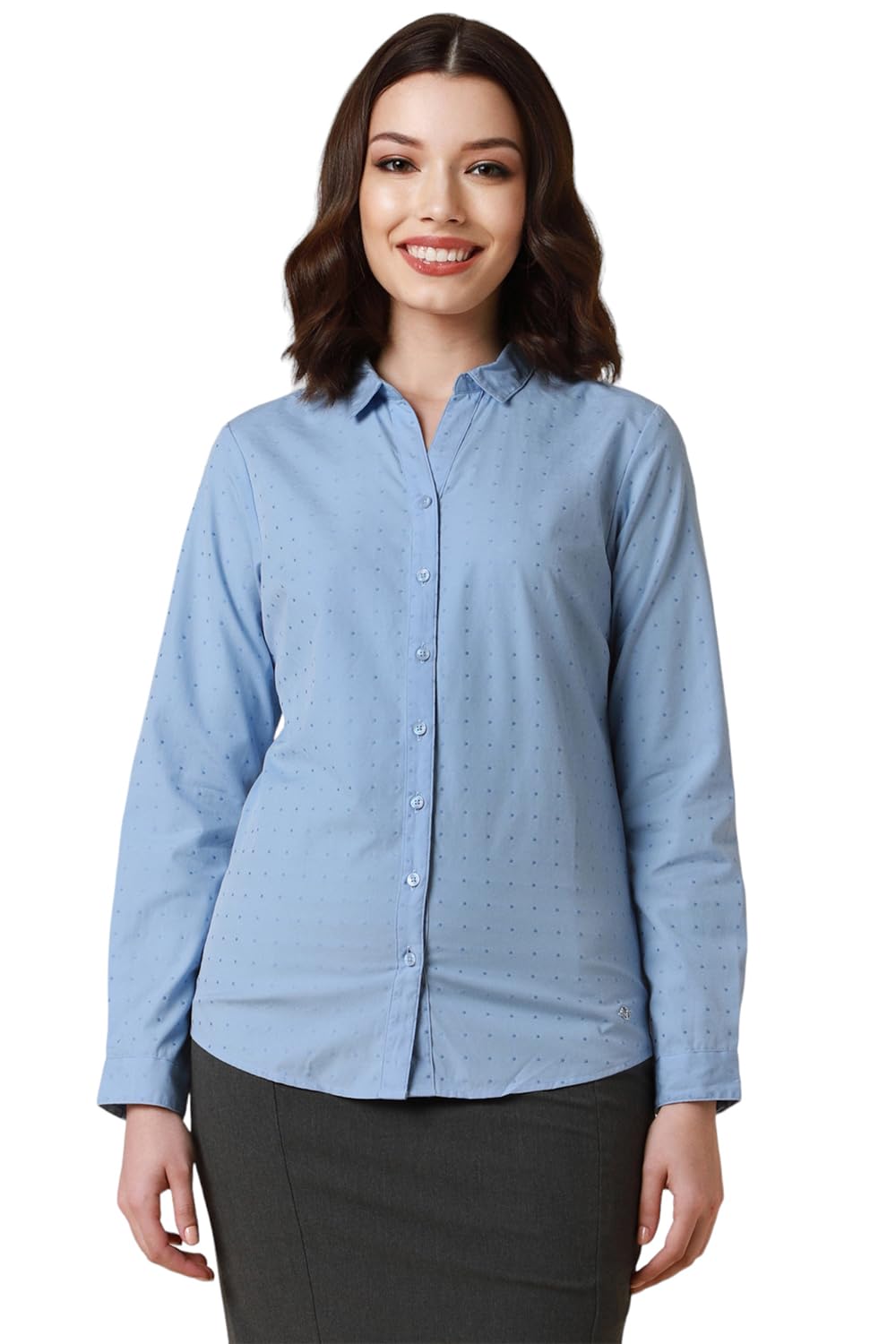 Allen Solly Women's Blue Printed Full Sleeve Casual Shirt