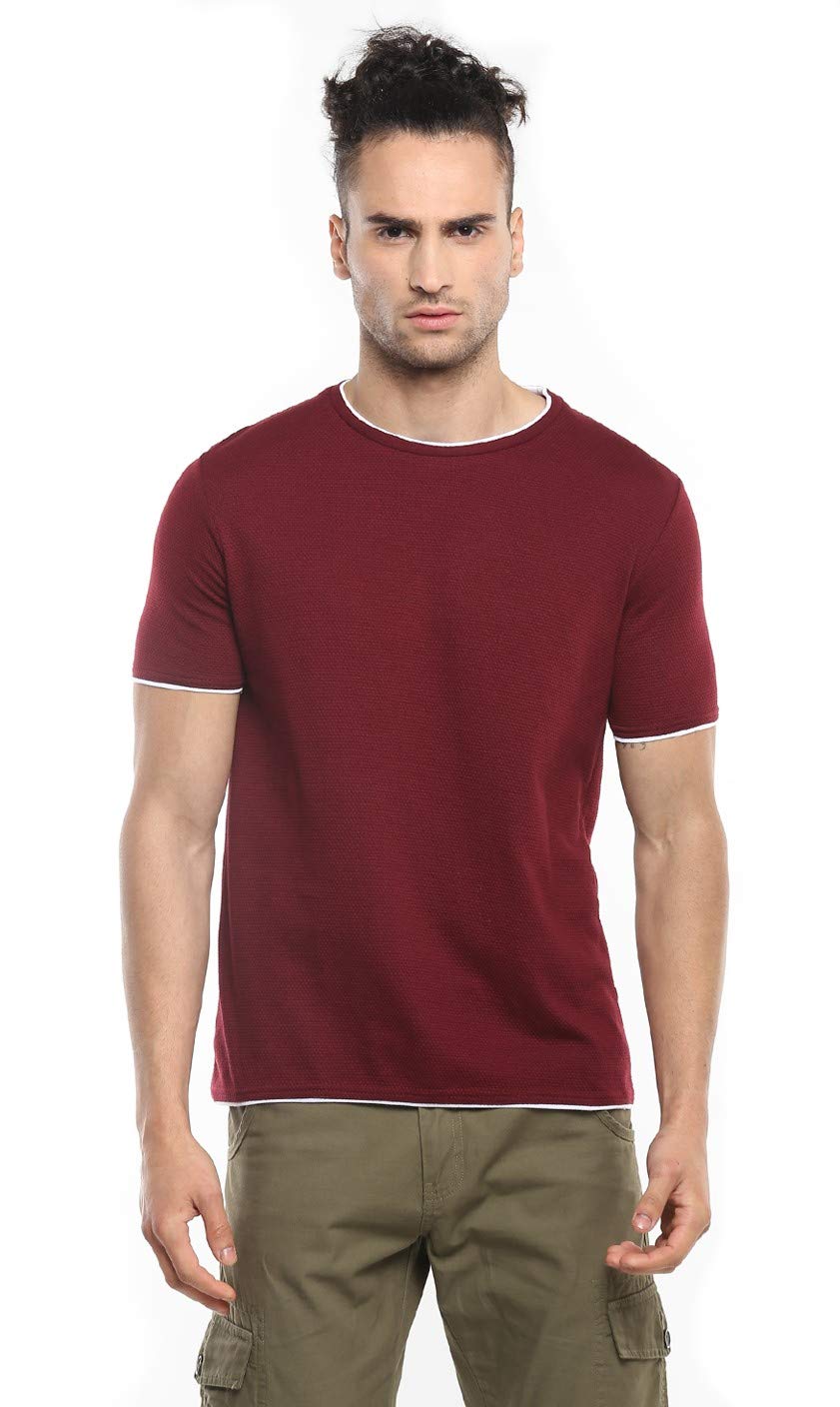 Alan Jones Clothing Men's Double Collar Round Neck Regular Fit T-Shirt-1
