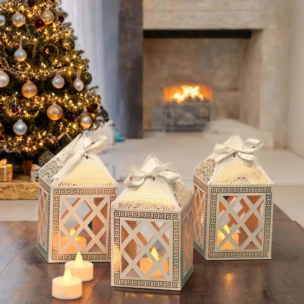 TOYXE Paper Lantern LED Tea Lights Candle for Decoration Set of 10 Pieces | Merry Christmas Decoration Item