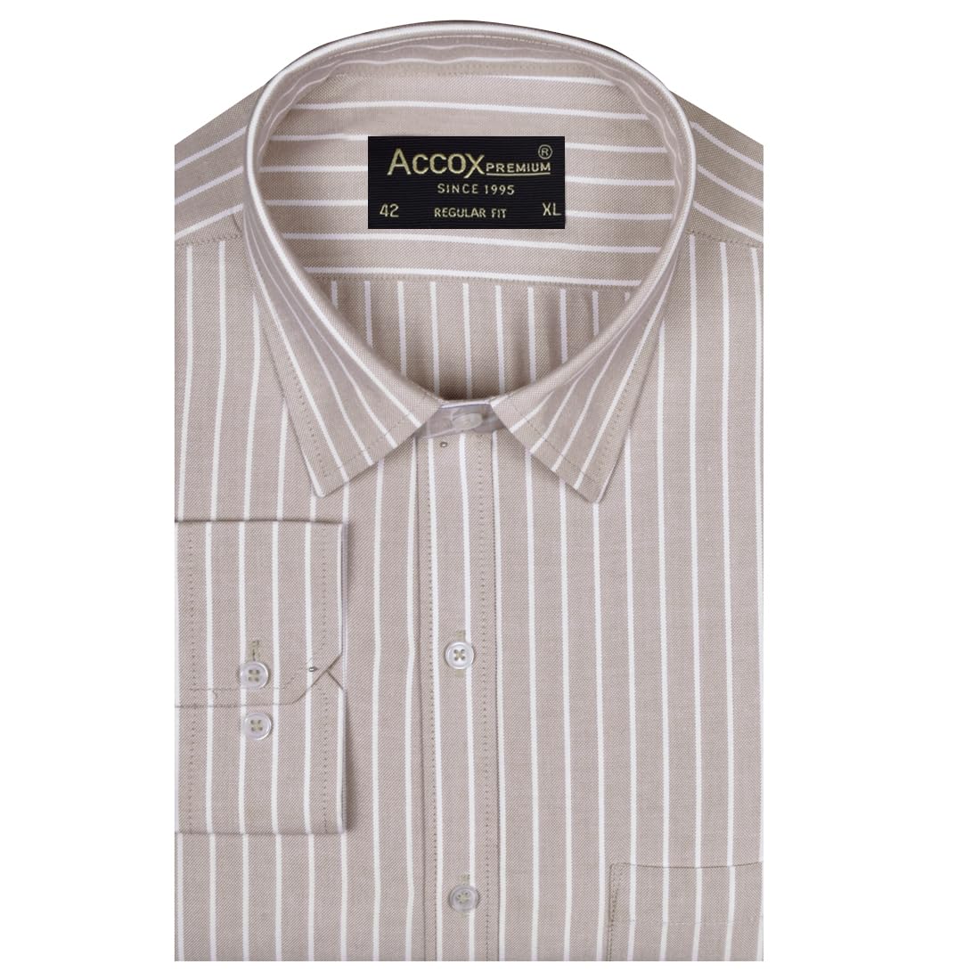 ACCOX Men's Breathable Cotton Full Long Sleeves Striped Regular Fit Formal Shirt for Men (O_GCR384)