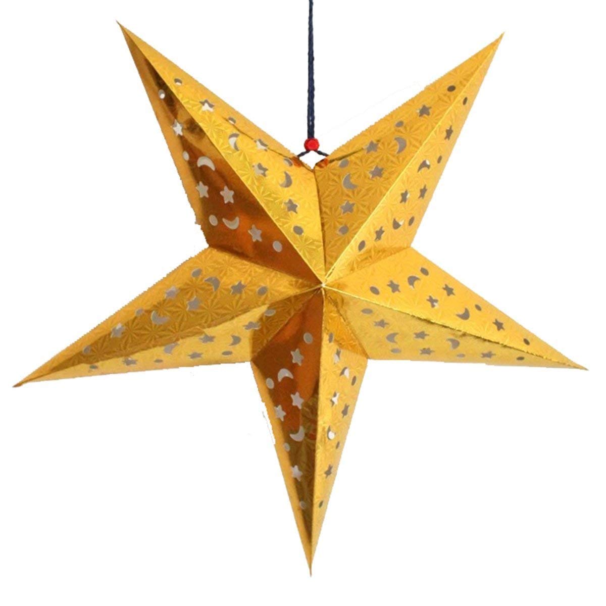 LUDALY Golden Star Paper Lantern for Diwali New Year Christmas Decorations Pack of 1 PC