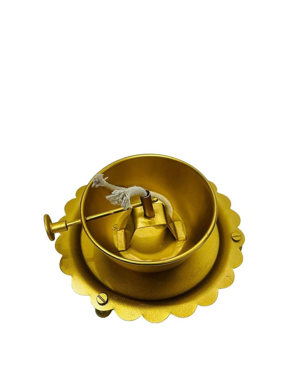 Akhand Jyot Diya, Wick Lifting Screw Lever Metal, 250ml Capacity Glass Lamp for Pooja, Diwali Lighting