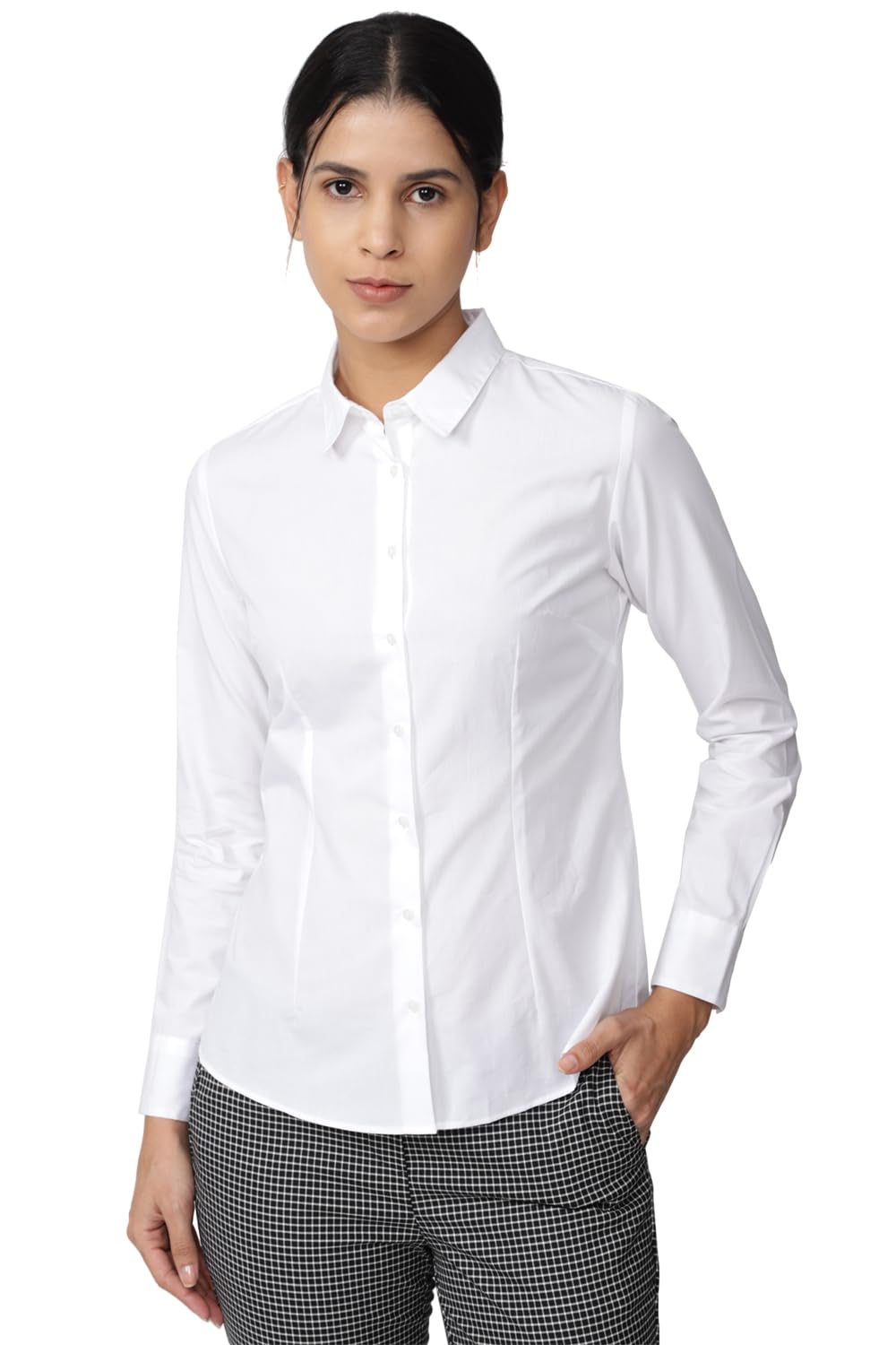 Allen Solly Women's Cotton White Plain Full Sleeve Casual Shirt