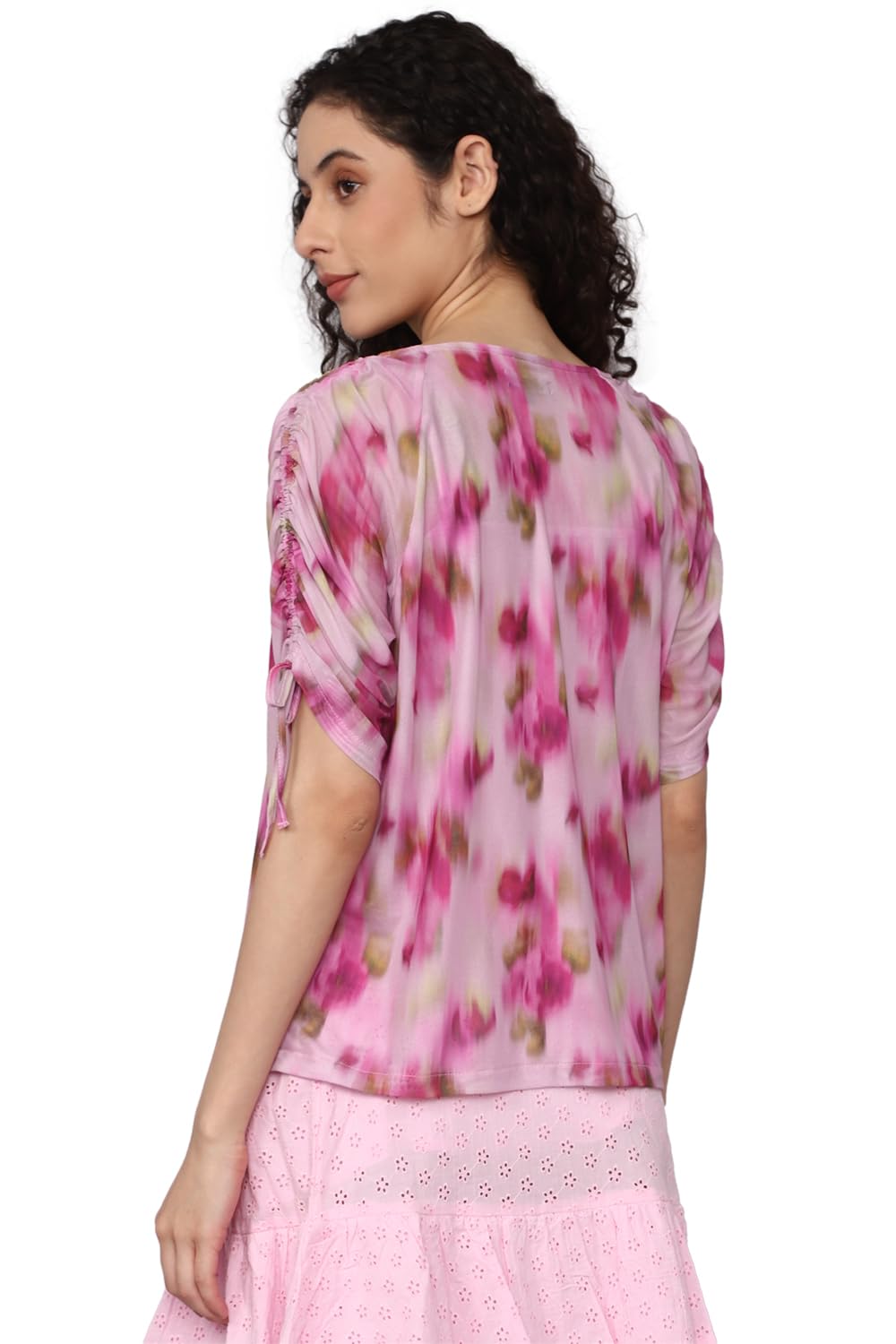 Allen Solly Women's Pink Printed Half Sleeve Casual Shirt