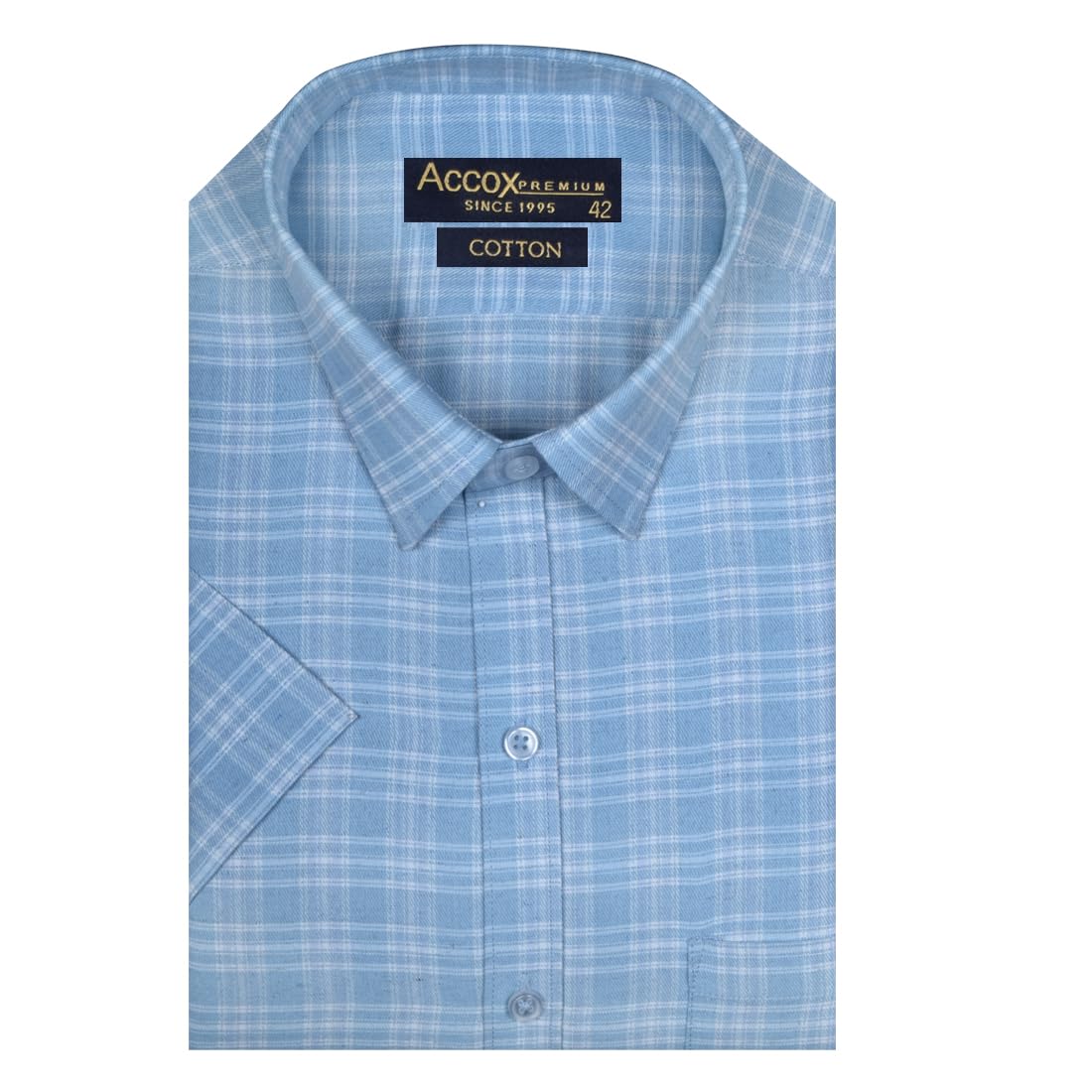 Accox Men's Cotton Checkered Formal Shirt (B0D7Z91V32)