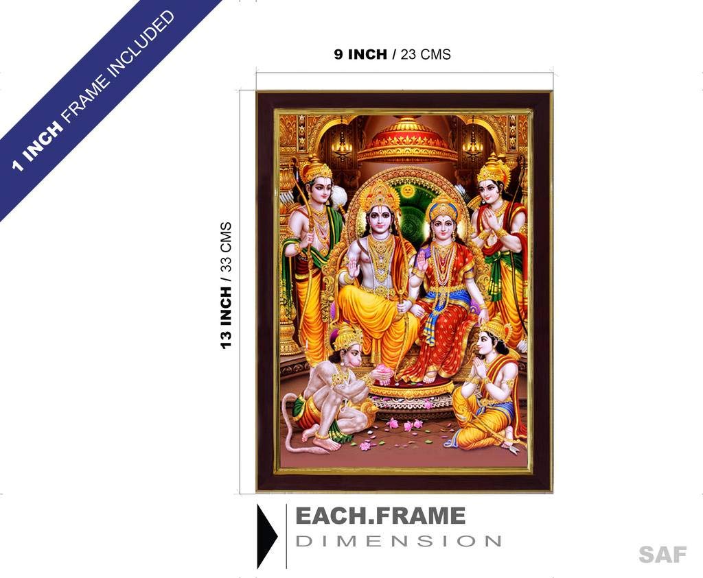 SAF Ram Darbar Sparkle Coated Framed Home Decorative Gift Item Painting (13.25 inch x 9.25 inch) SAFR3276 (Religious)(Multicolour,Religious)