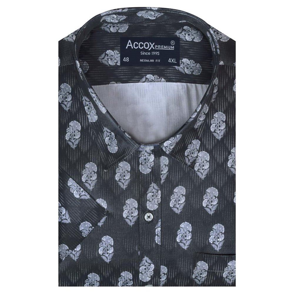 Accox Men's Cotton Printed Formal Shirt (B0DJ5L41MC)