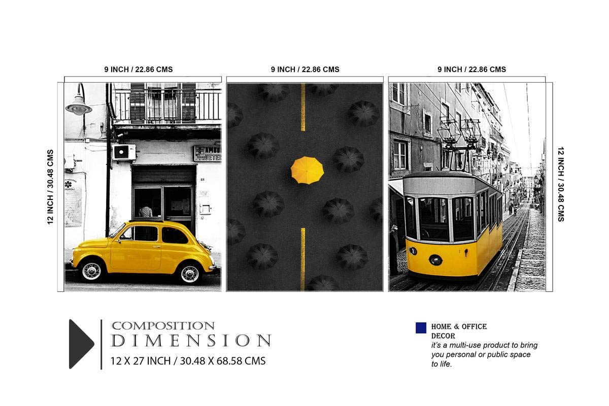 SAF paintings Multieffect UV Textured Panel Painting (Set of 3, 12 Inches X 27 Inches (SANFC12256) SANFC12256