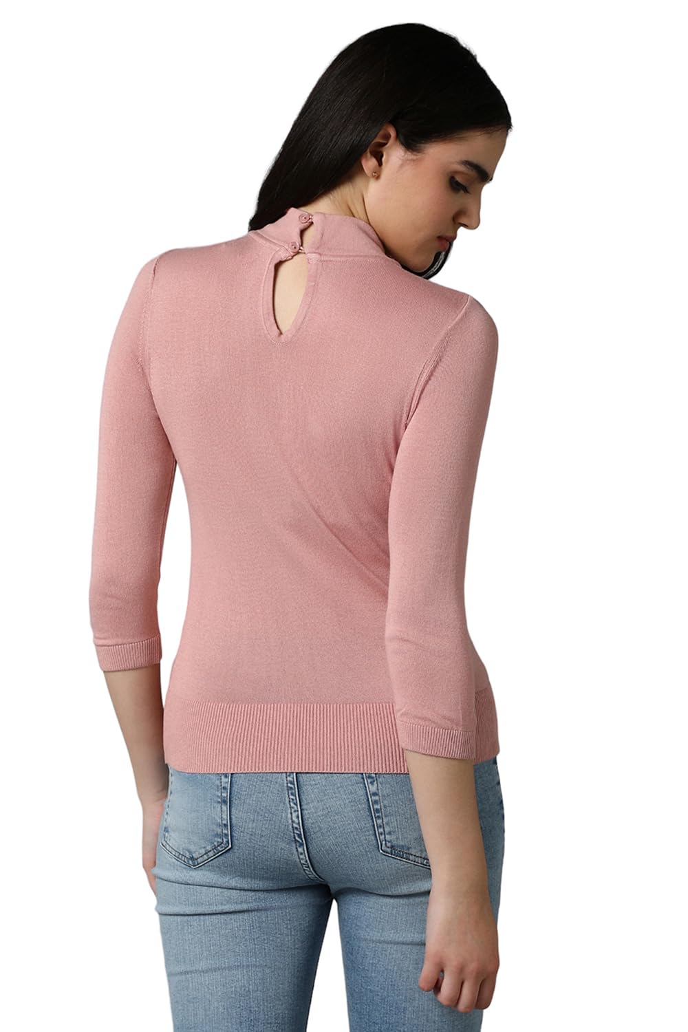 Allen Solly Women's Pink Plain 3/4 Sleeve Casual Shirt