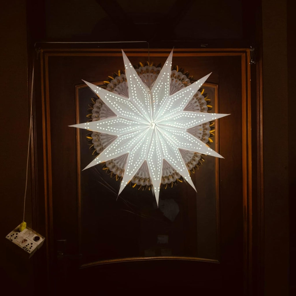 ALILA Big Hanging Star Lantern Lamp Shade Kandil Jhumar for Home Diwali Christmas Xmas Decor Living Room Balcony Decoration