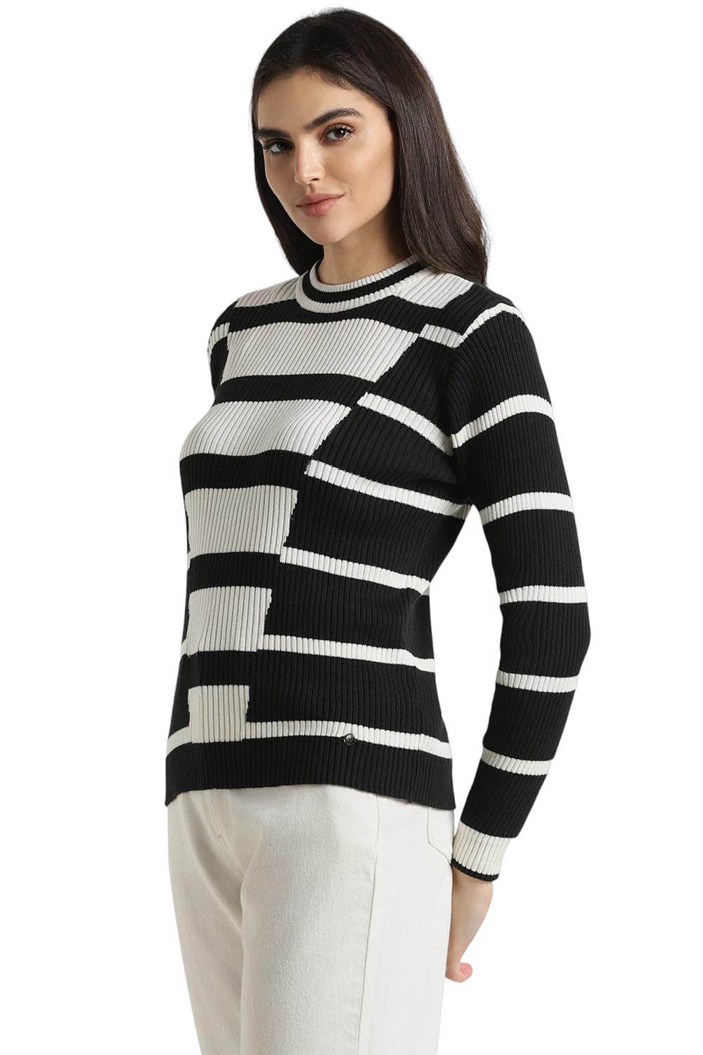 Allen Solly Women's Black Striped Long Sleeve Casual Shirt