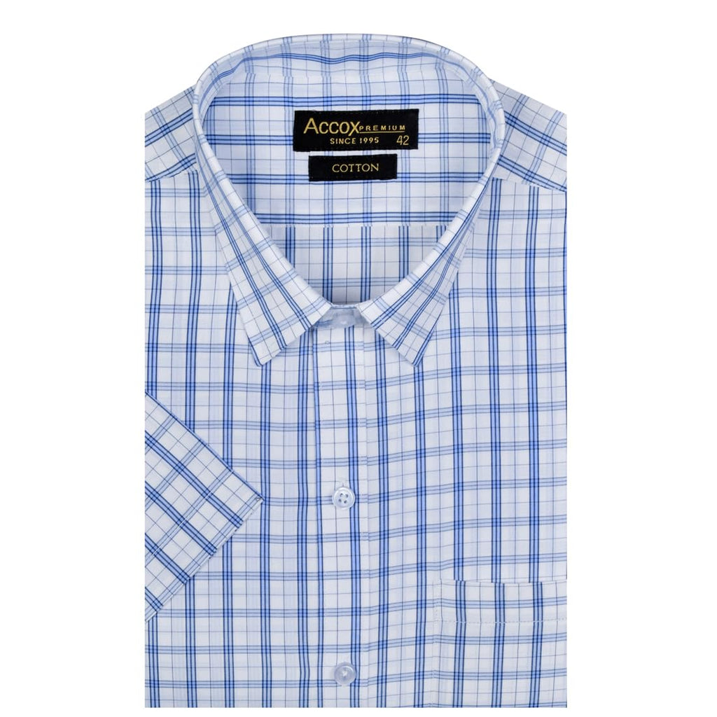 Accox Men's Cotton Checkered Formal Shirt (B0D5VKX8XW)