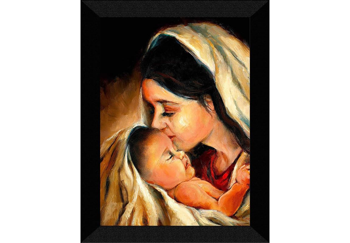 SAF paintings New Born Baby And Mother Black frame painting for Wall Decoration,Home and Office OL-SANFK33310