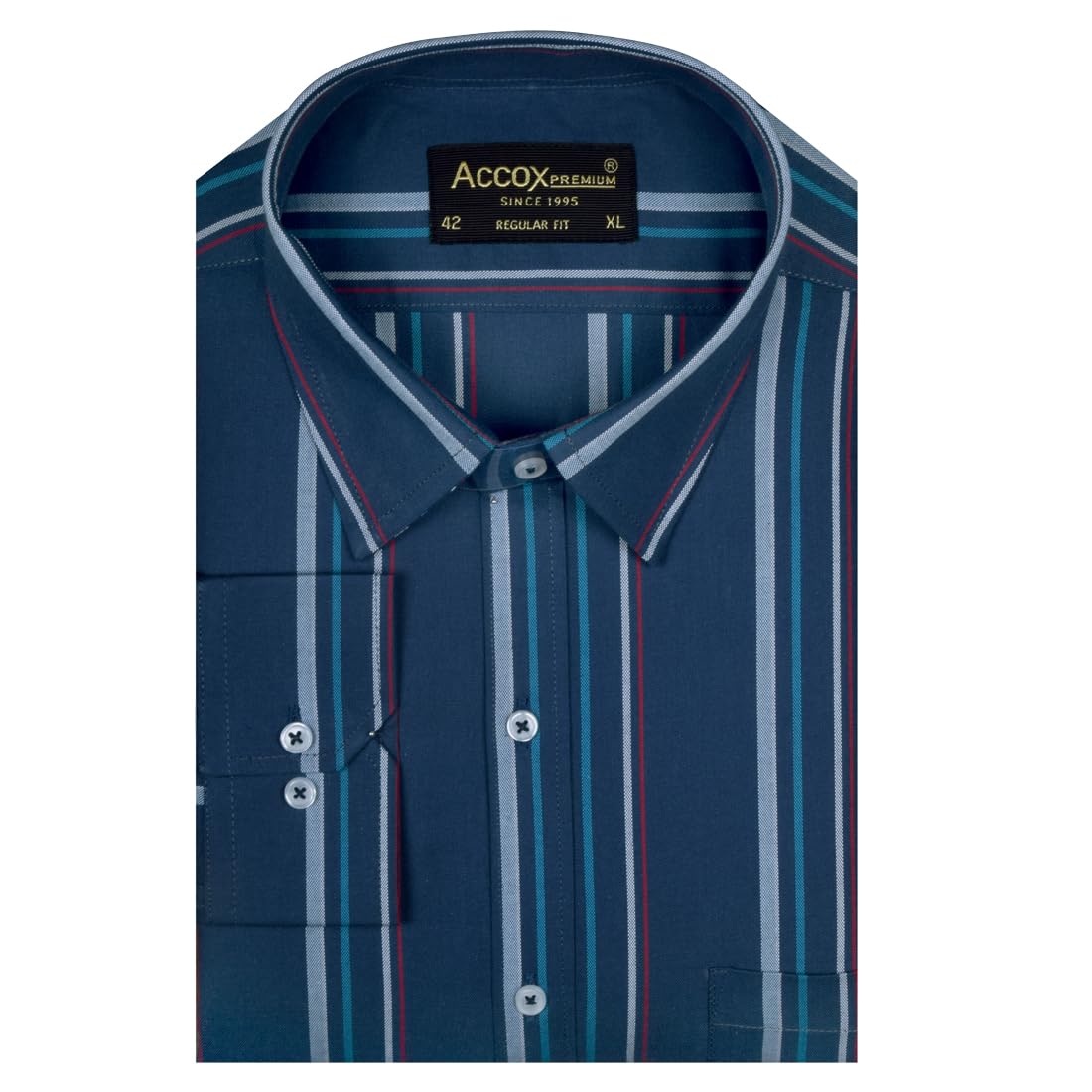 ACCOX Men's Breathable Cotton Full Long Sleeves Checkered Striped Regular Fit Formal Shirt for Men (O_GCR391)
