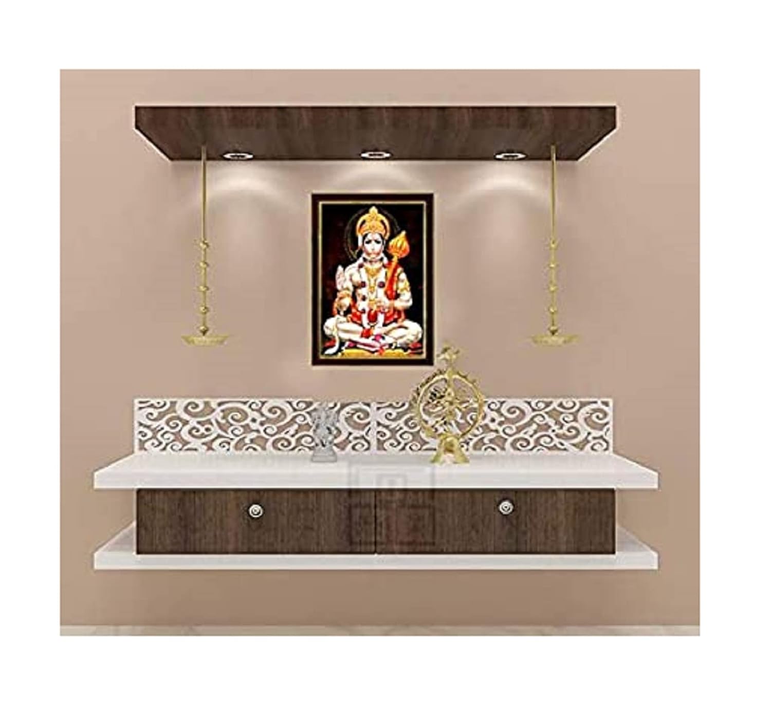 SAF paintings Religious Lord 'Hanuman Ji' Framed Painting (Synthetic, 20 cm x 32 cm x 3 cm, Sparkle Coated Digital, Multicolor)