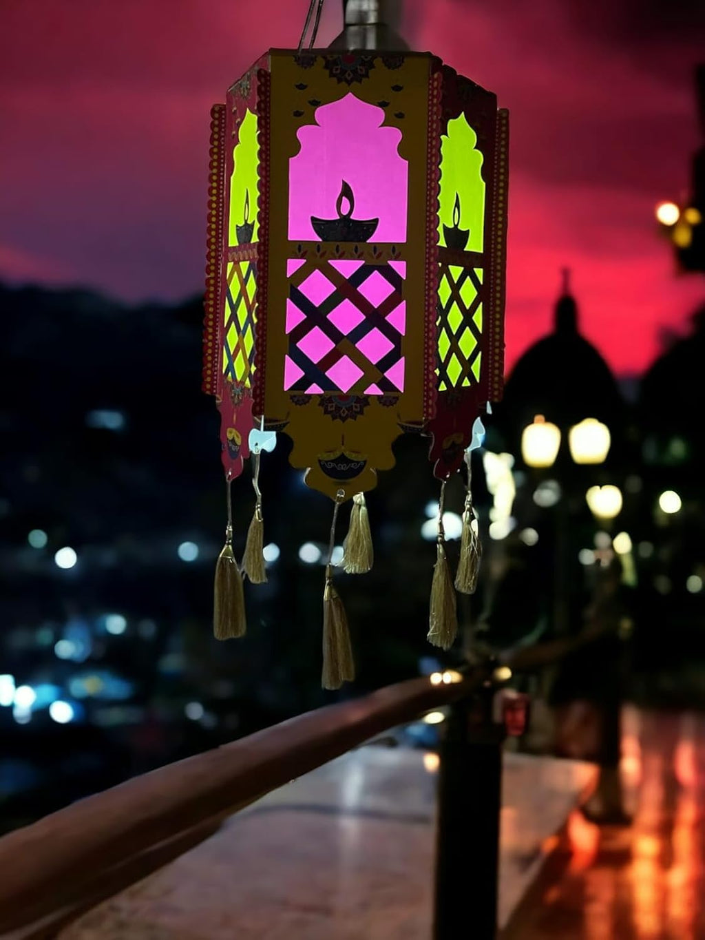 Hexagon Diwali Lantern/Akash Kandil - Multi Color (48X28X28 CM) DIY Make in India Project by VG Decor Articles