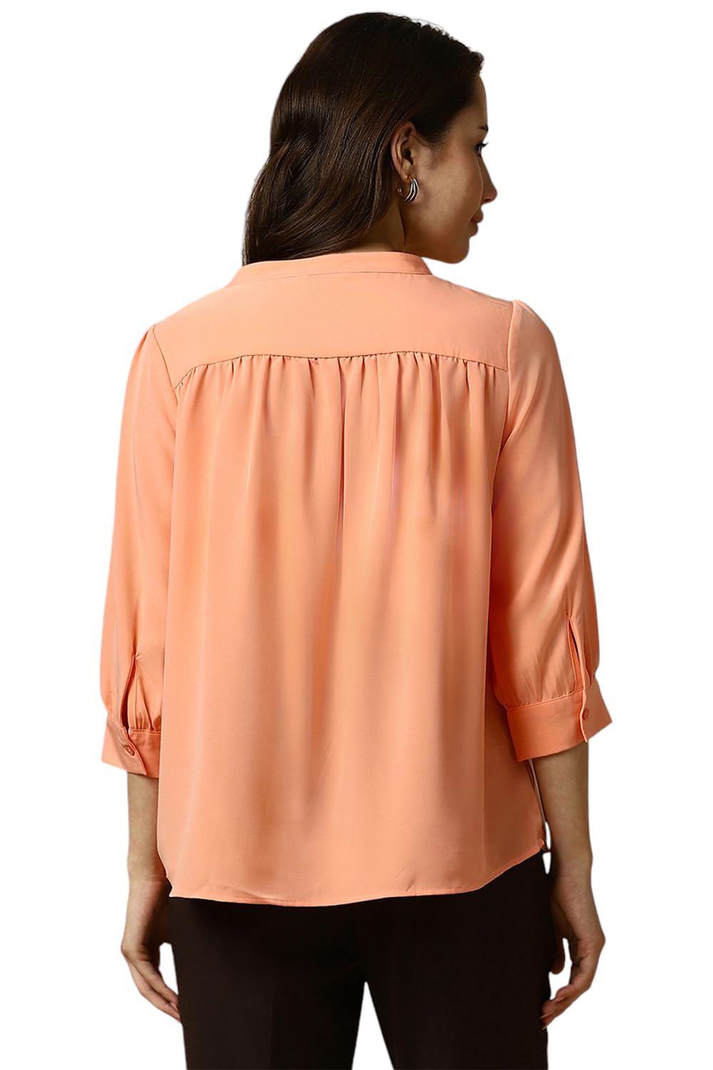 Allen Solly Women's Pink Plain 3/4 Sleeve Formal Shirt Tops