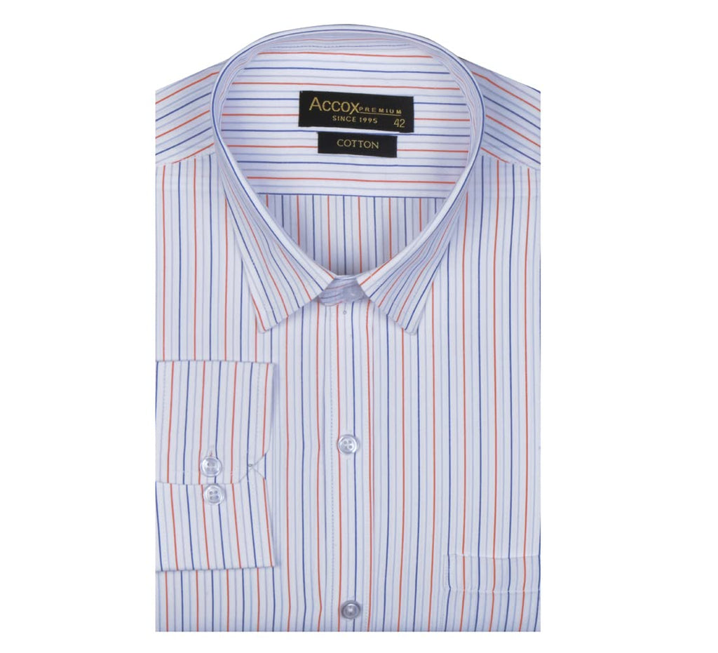 ACCOX Men's Striped Full Long Sleeves Regular Fit Cotton Formal Shirts(GCR60)
