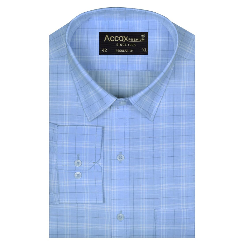 ACCOX Men's Breathable Cotton Full Long Sleeves Checkered Regular Fit Formal Shirt for Men (O_GCR397)