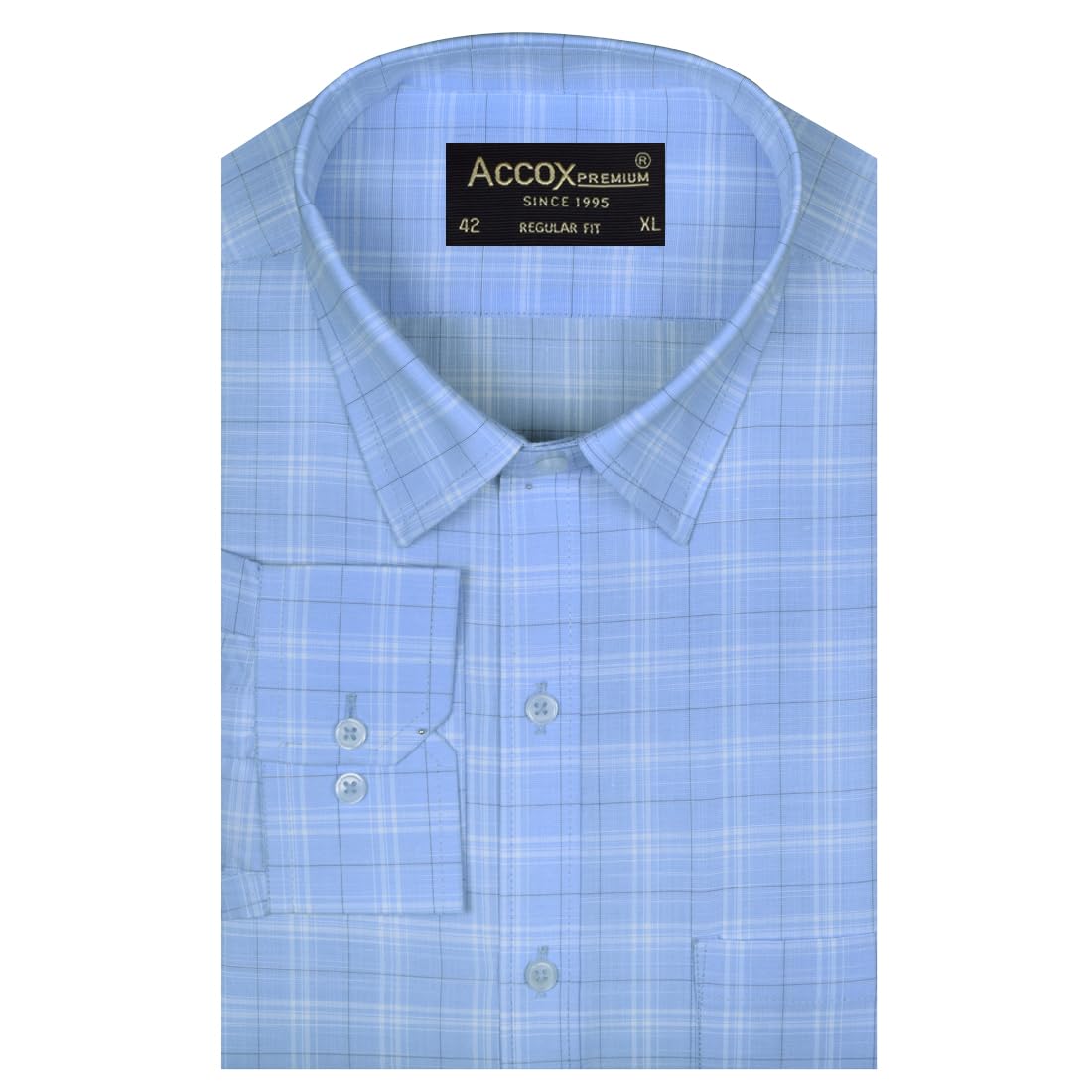 ACCOX Men's Breathable Cotton Full Long Sleeves Checkered Regular Fit Formal Shirt for Men (O_GCR397)