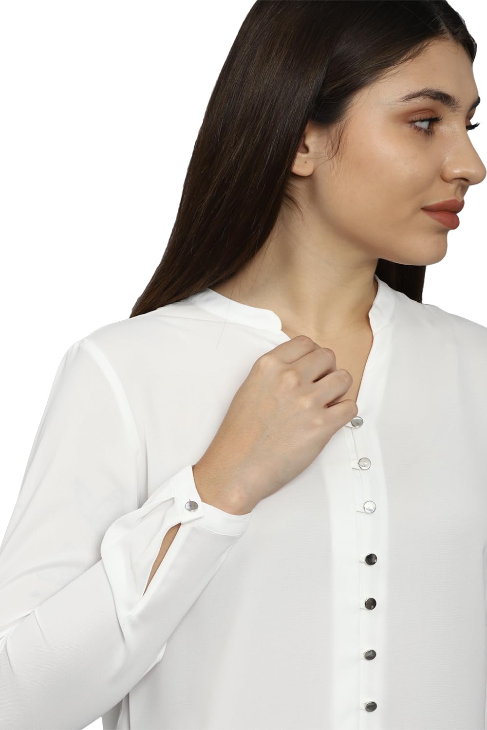 Allen Solly Women's White Plain Long Sleeve Casual Shirt