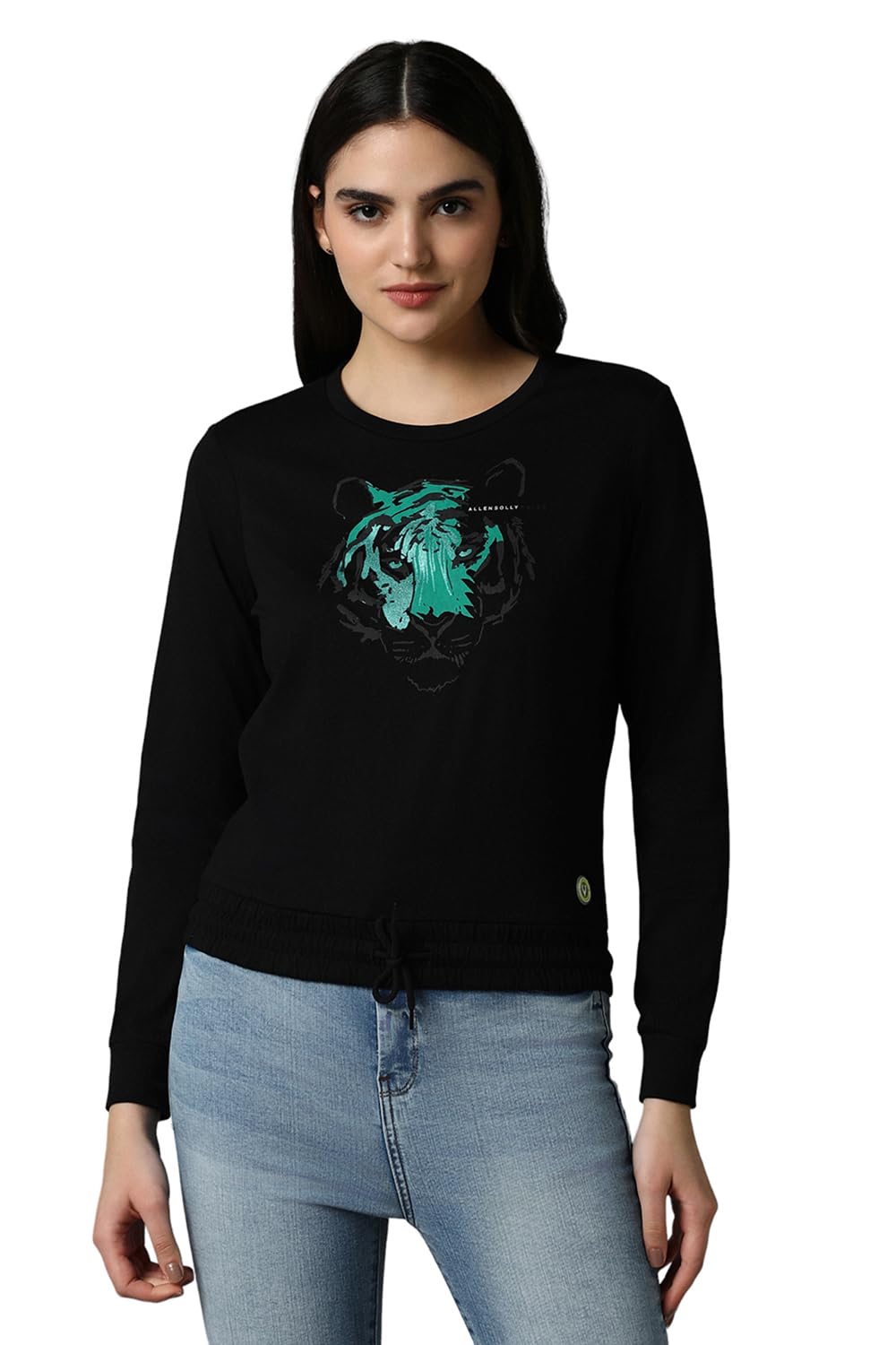 Allen Solly Women's Black Printed Long Sleeve T-Shirt