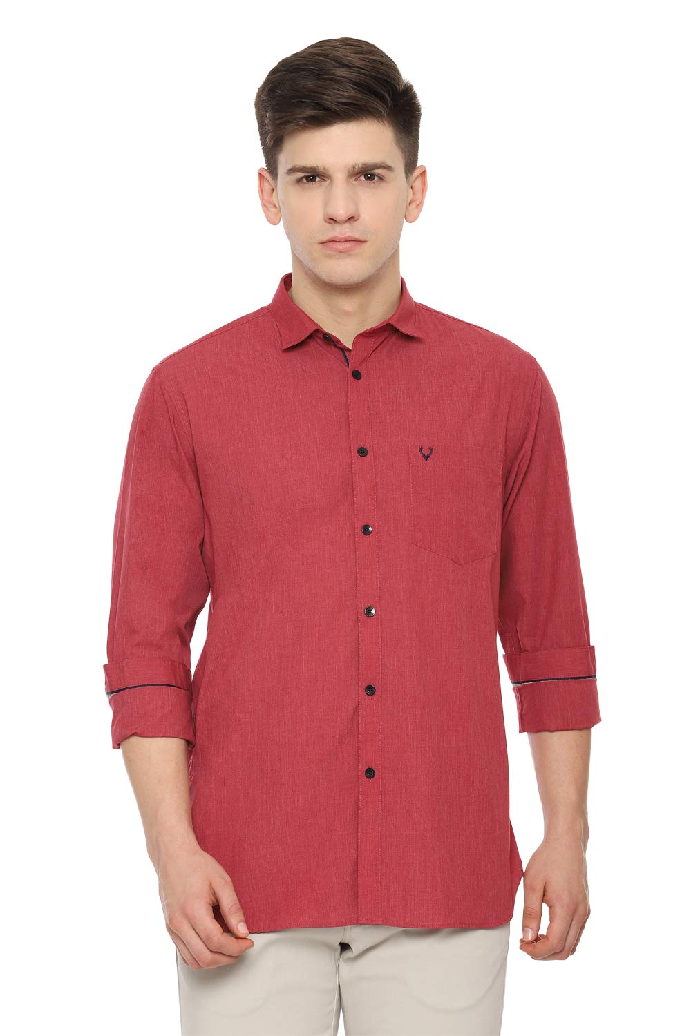 Allen Solly Mens Slim Collar Slub Shirt