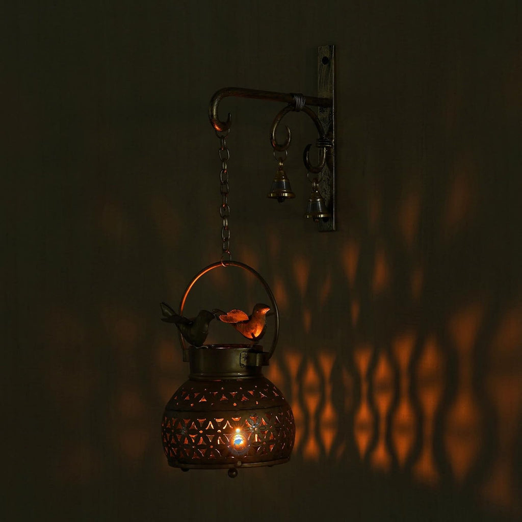 Craftasia Bird Lantern with Bells and Wall Stand, Lantern with T-Light and Diya Holder for Home and Garden Decor…