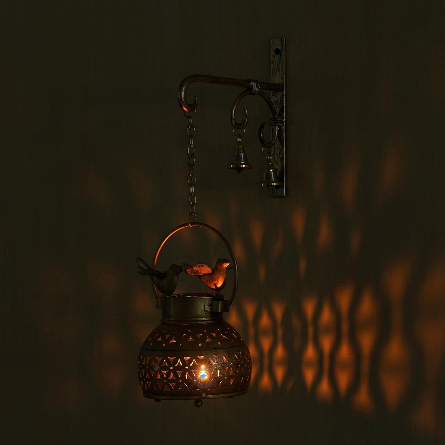 Craftasia Bird Lantern with Bells and Wall Stand, Lantern with T-Light and Diya Holder for Home and Garden Decor…